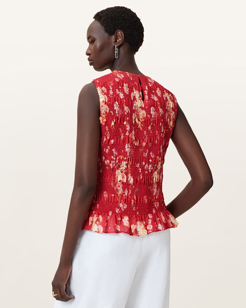 Nysa Floral Print Ruffled Tank Top