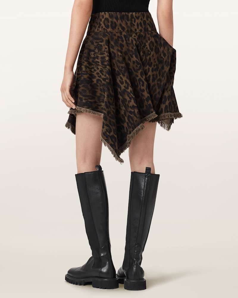 Crissy Leopard Print Denim Mini Skirt