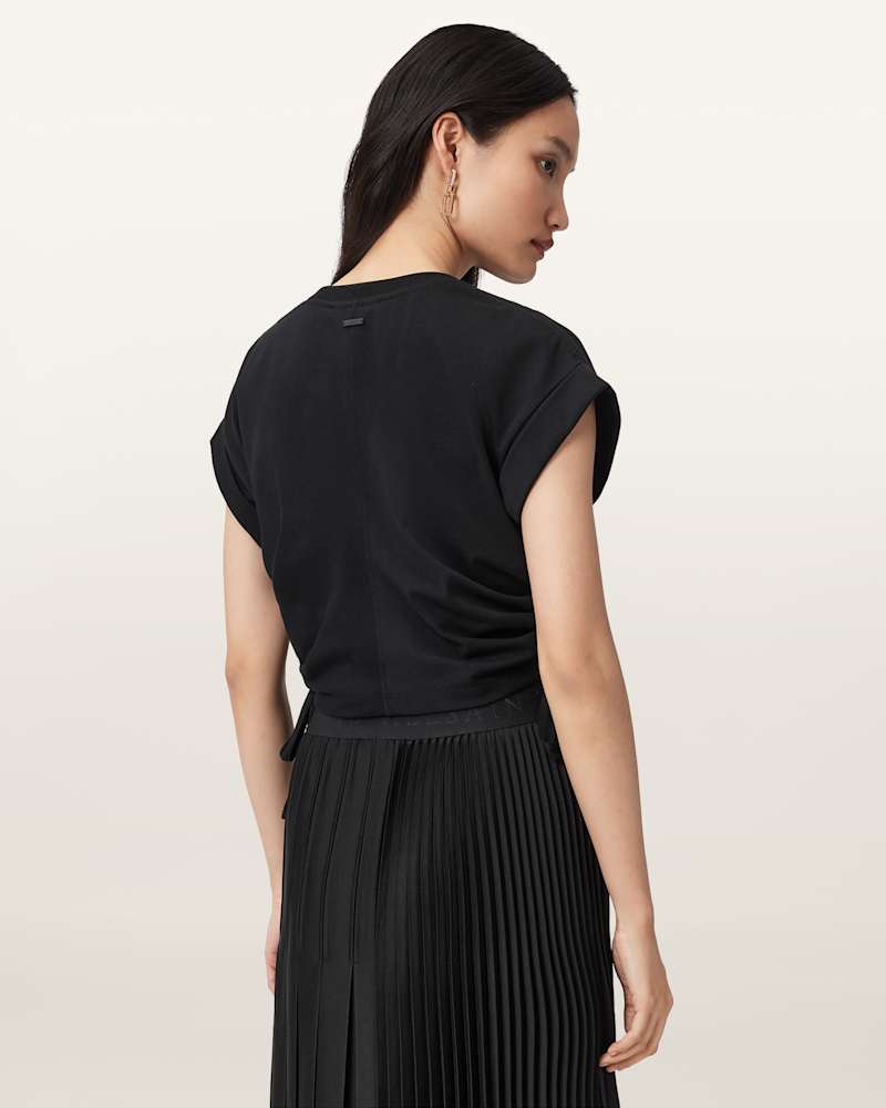 Mira Cropped Satin Drawcord T-Shirt