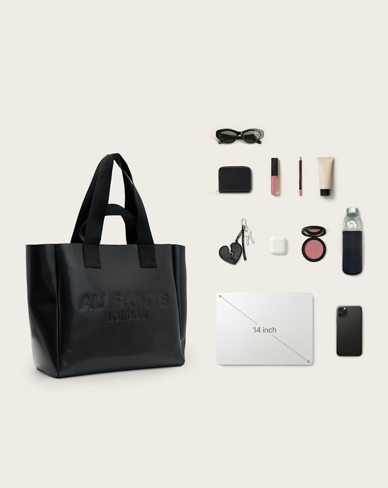 Izzy Embossed Logo Leather Tote Bag