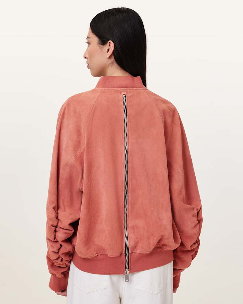 Dana Relaxed Fit Suede Bomber Jacket