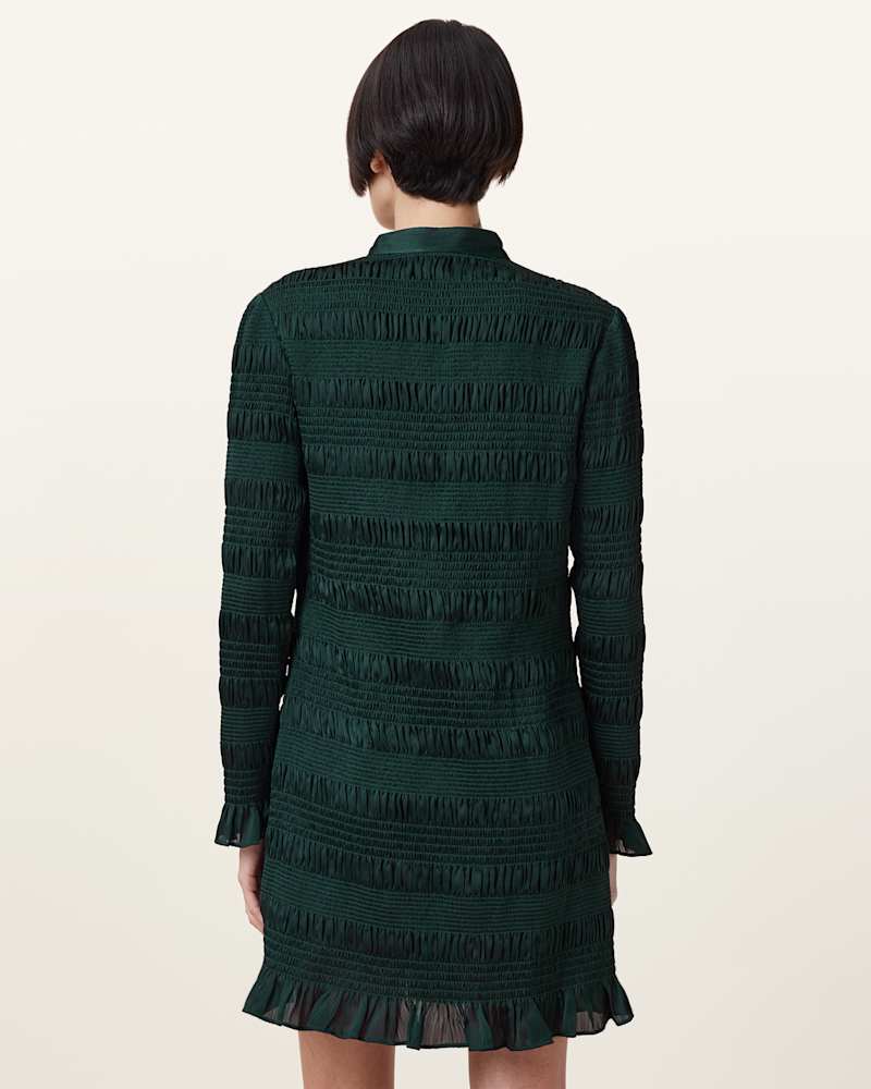Meg Shirred Mini Shirt Dress