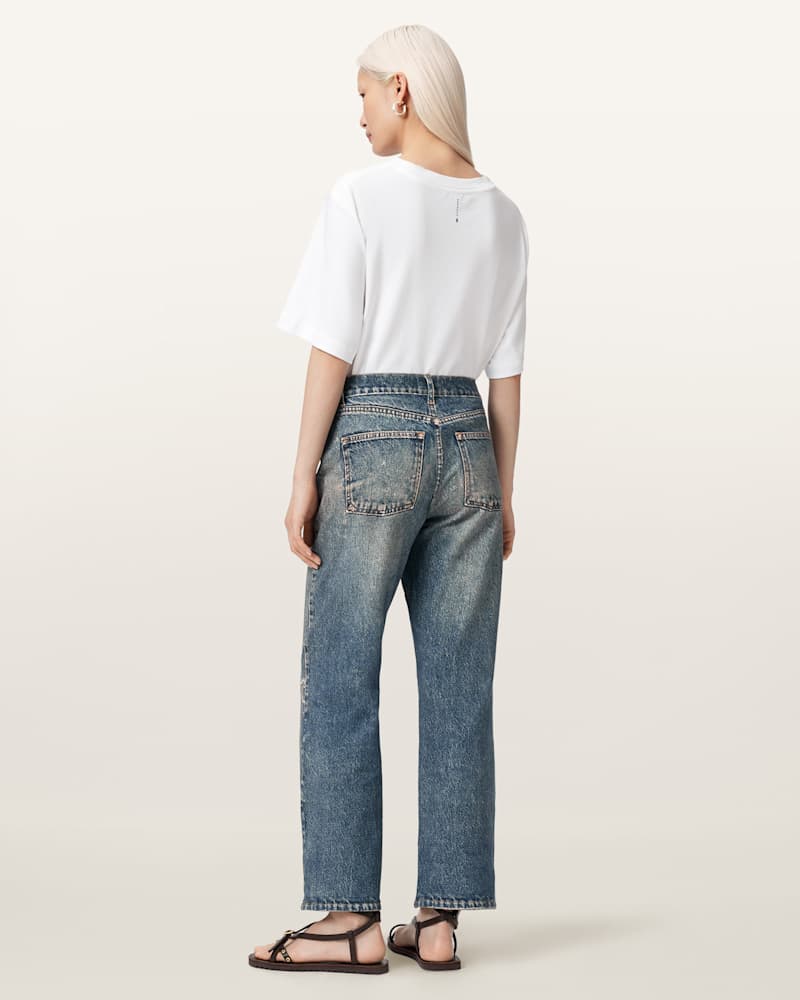 Ida Terry Straight Leg Illusion of Denim Trousers