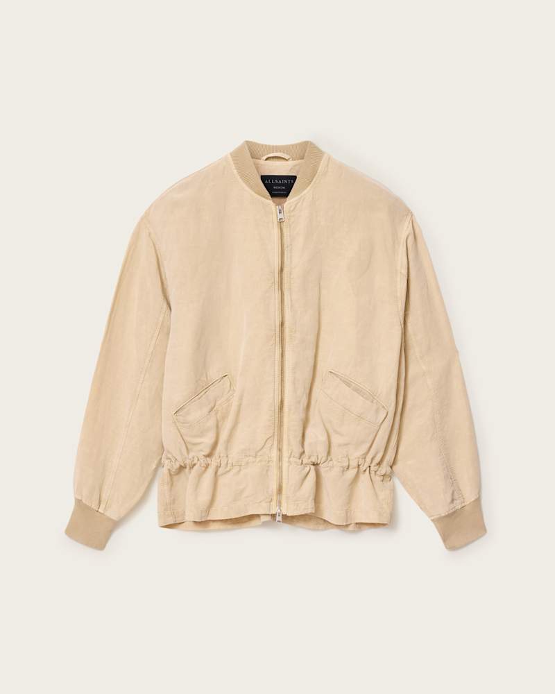 Sofi Linen Blend Drawstring Bomber Jacket