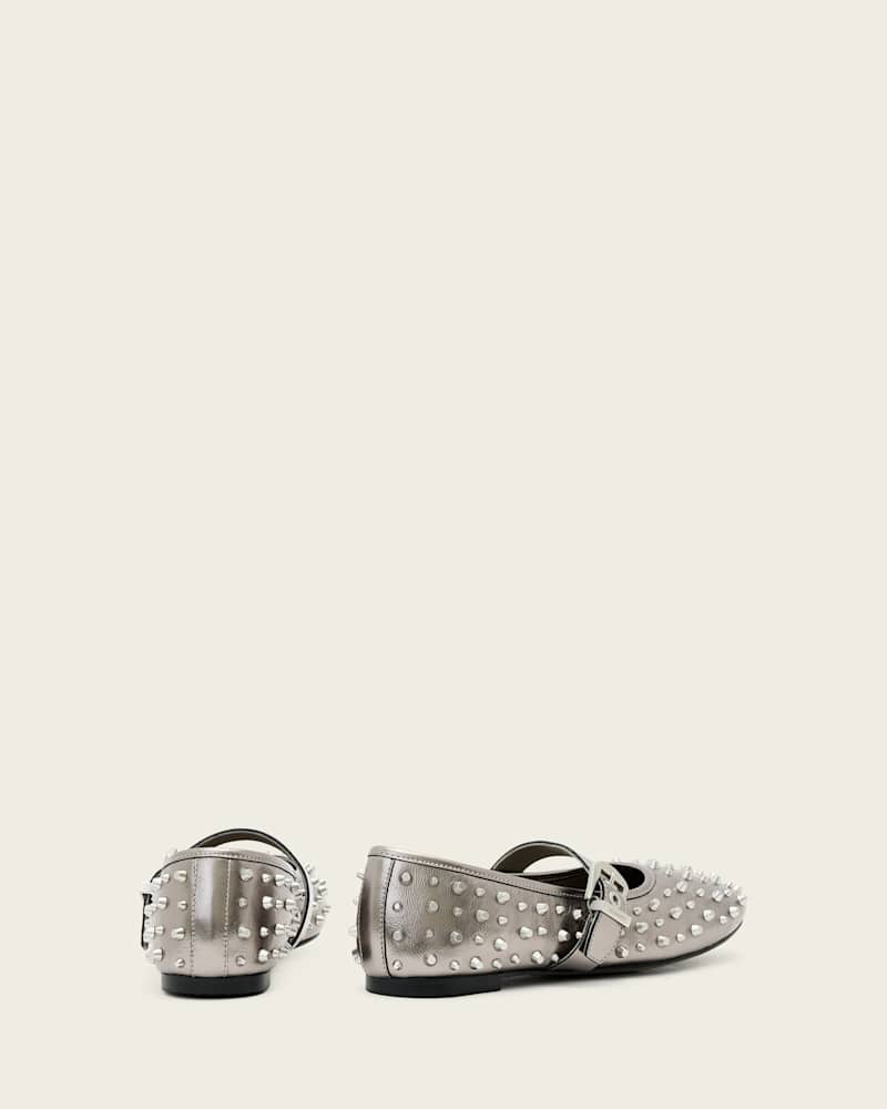 Holly Leather Stud Ballet Flats