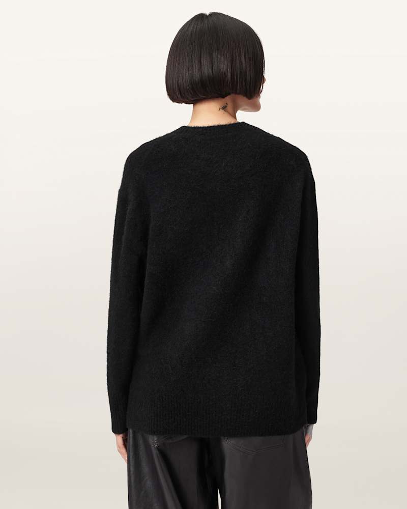 Goth Motif Wool Blend Crew Neck Jumper