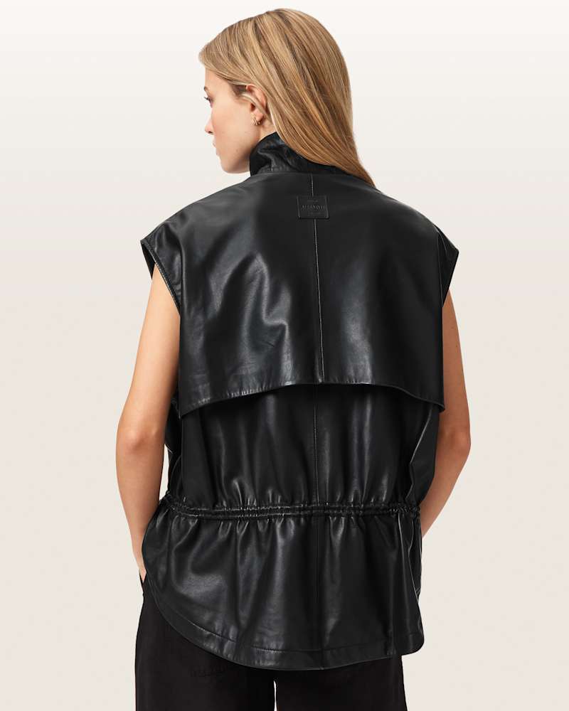 Flor Relaxed Fit Leather Gilet