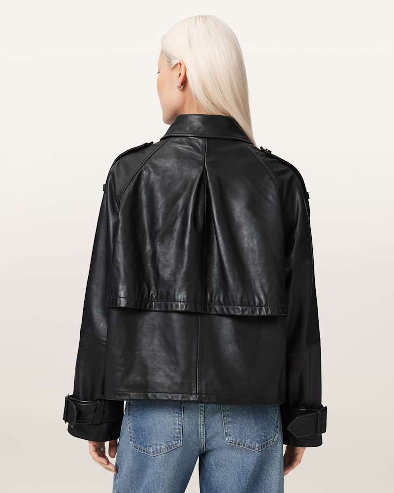 Reya Cropped Leather Mac