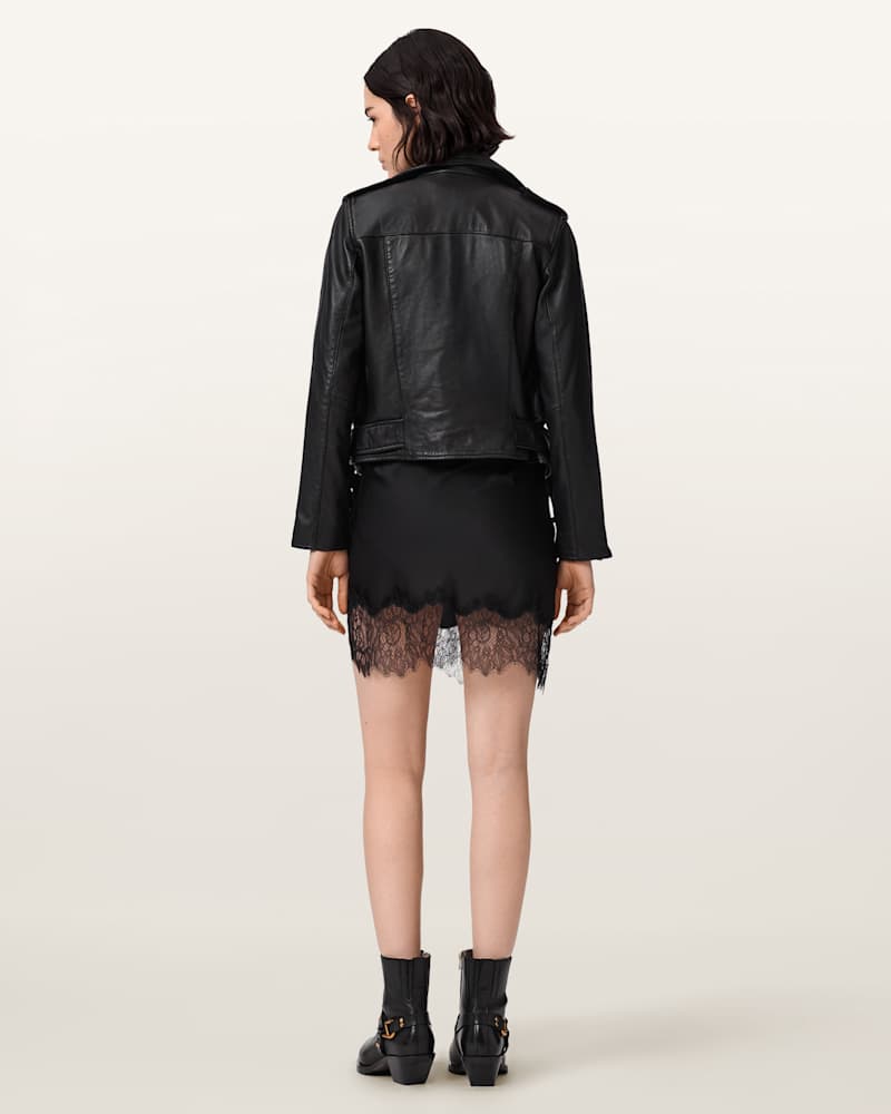 Azar Lace Trim Satin Mini Skirt