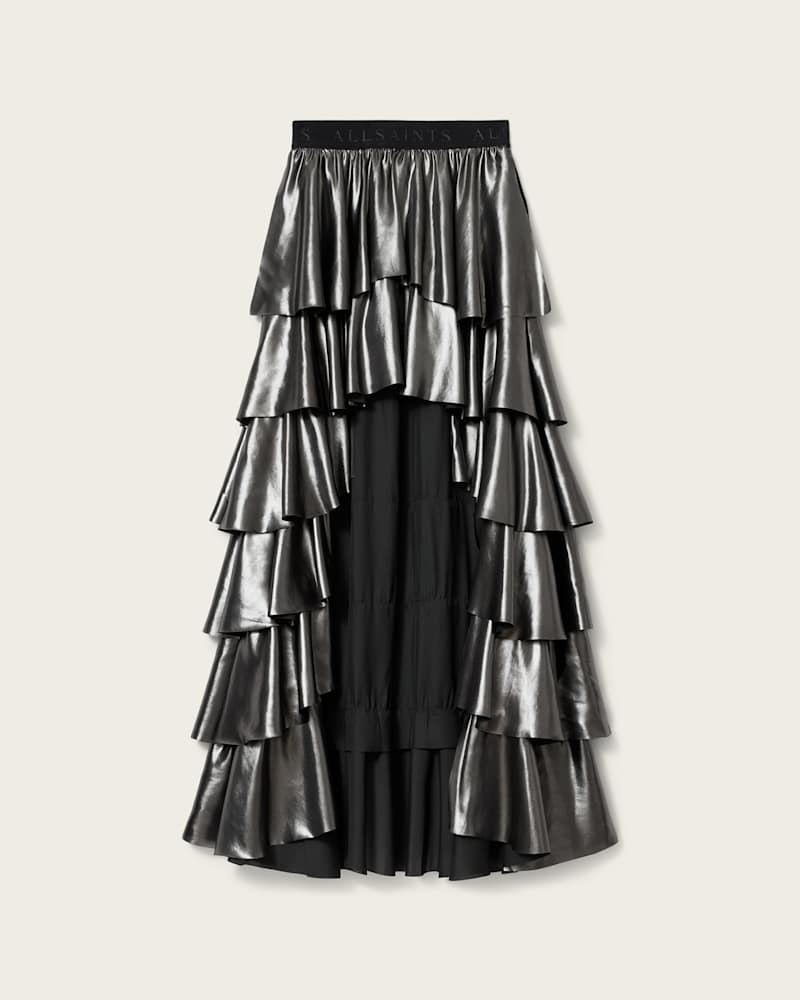 Cavarly Metallic Maxi Skirt