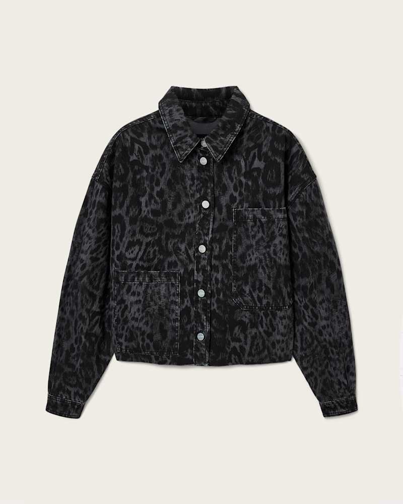 Nicky Denim Leopard Print Shacket