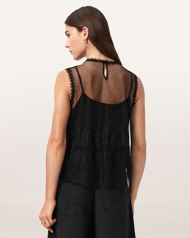 Clara Lace Trim Sleeveless Top