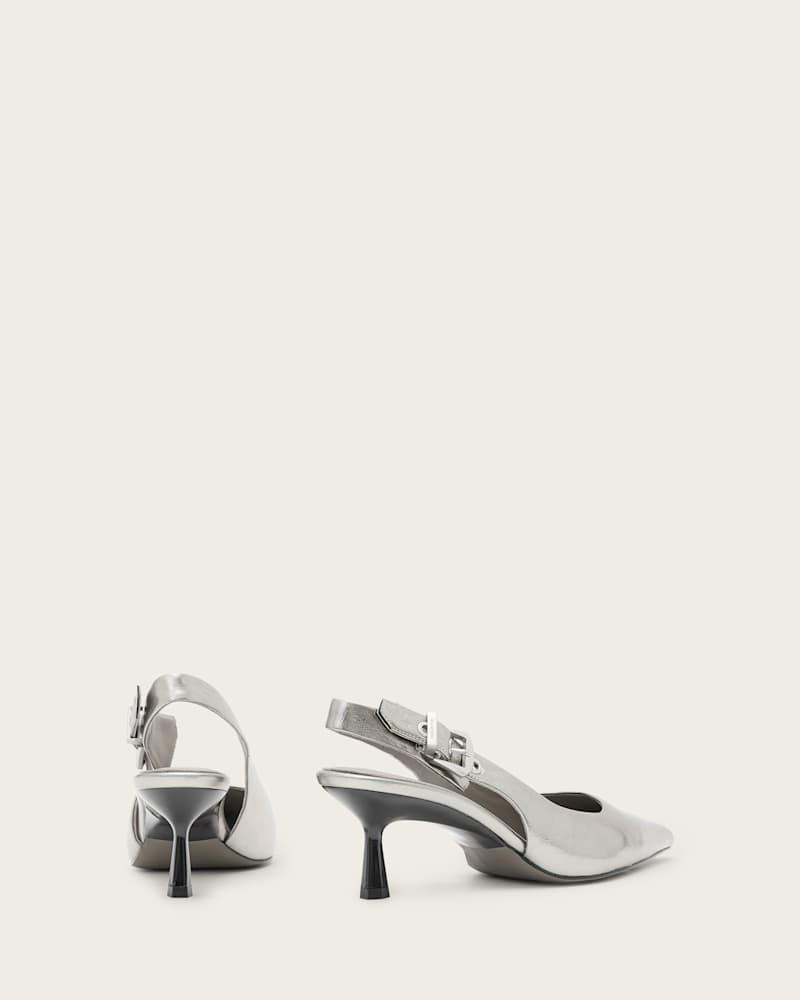 Idiya Metallic Leather Slingback Heels