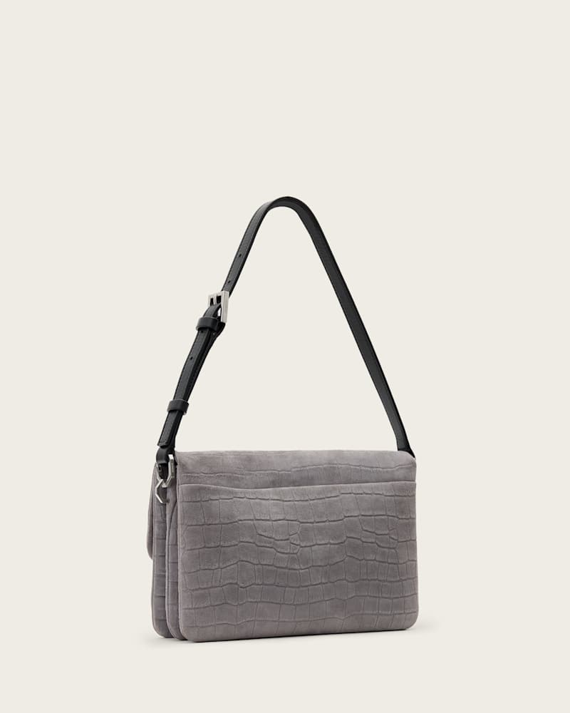 Ondine Croc-Effect Nubuck Shoulder Bag