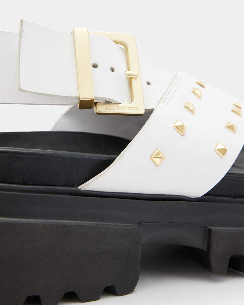 Cosmo Leather Studded Crossover Sandals