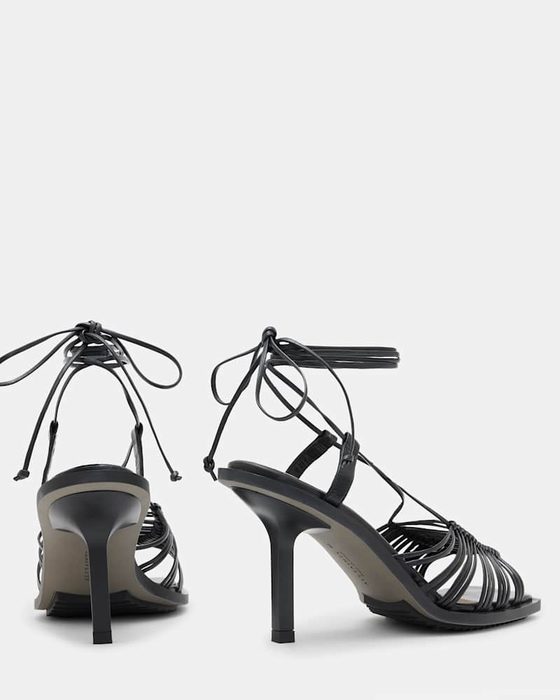 Dina Leather Rope Strappy Heeled Sandals