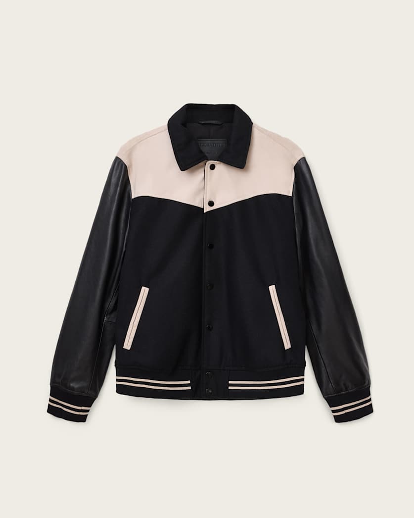 Endleton Contrast Leather Bomber Jacket
