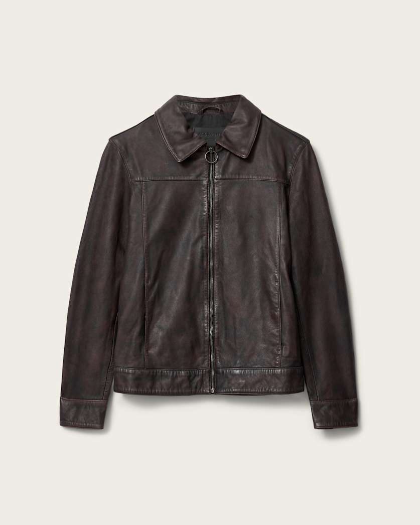 Alkan Zip Up Two Tone Leather Jacket