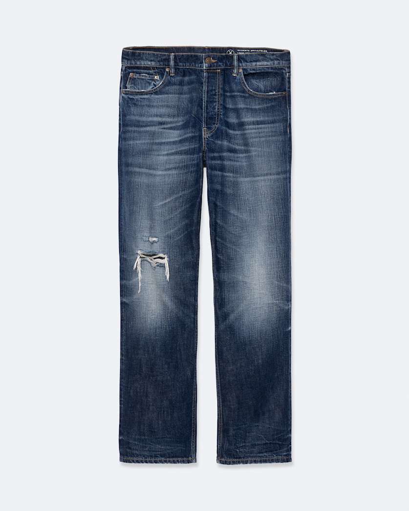 Destroy Mid Indigo Loose Straight-Leg Jeans