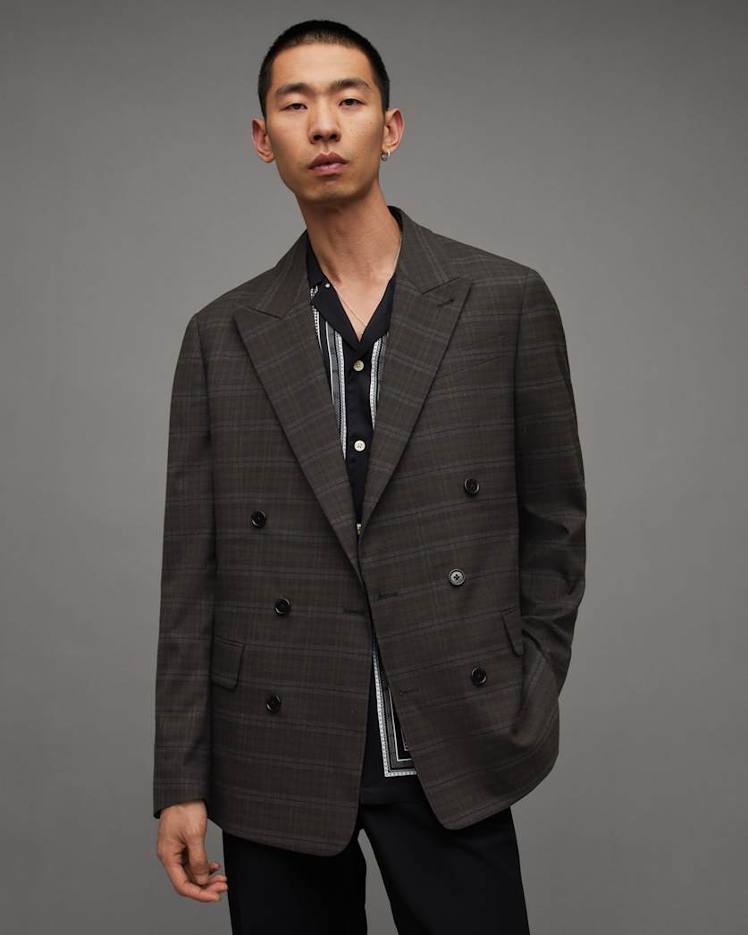 Spica Checked Double Breasted Blazer