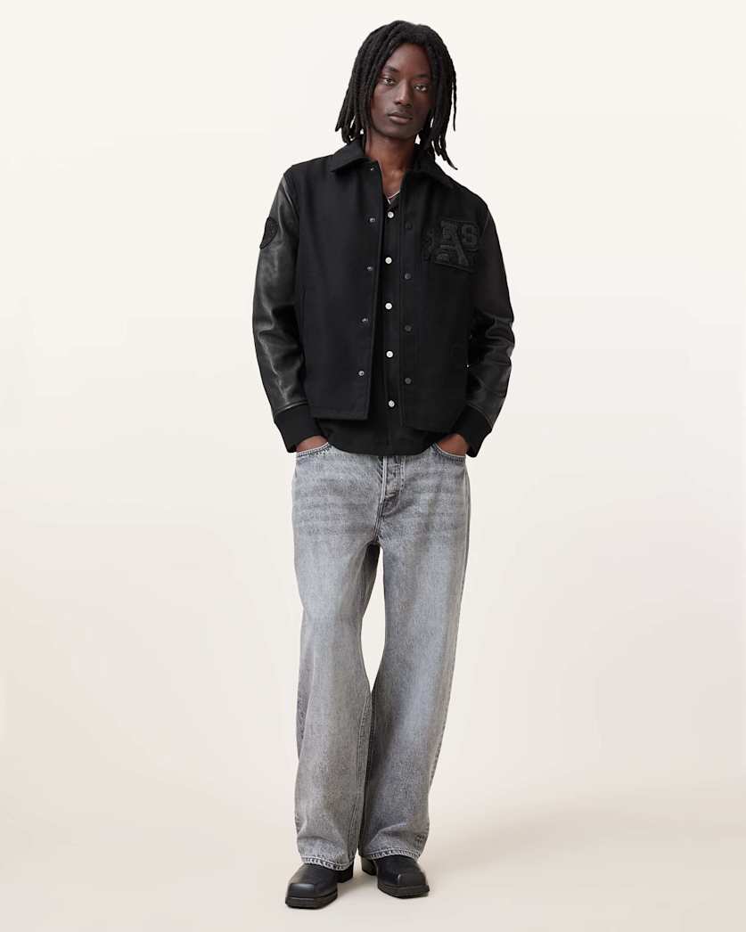 Warrenton Leather Sleeve Bomber Jacket