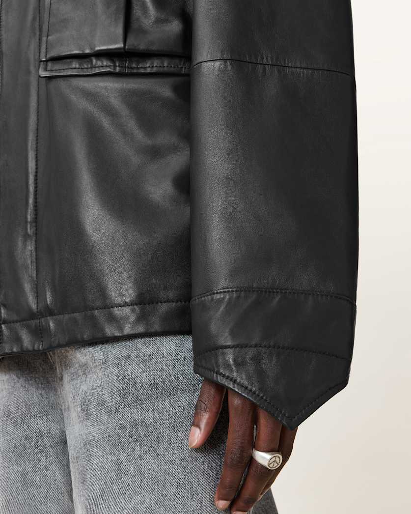 Halton Funnel Collar Leather Jacket