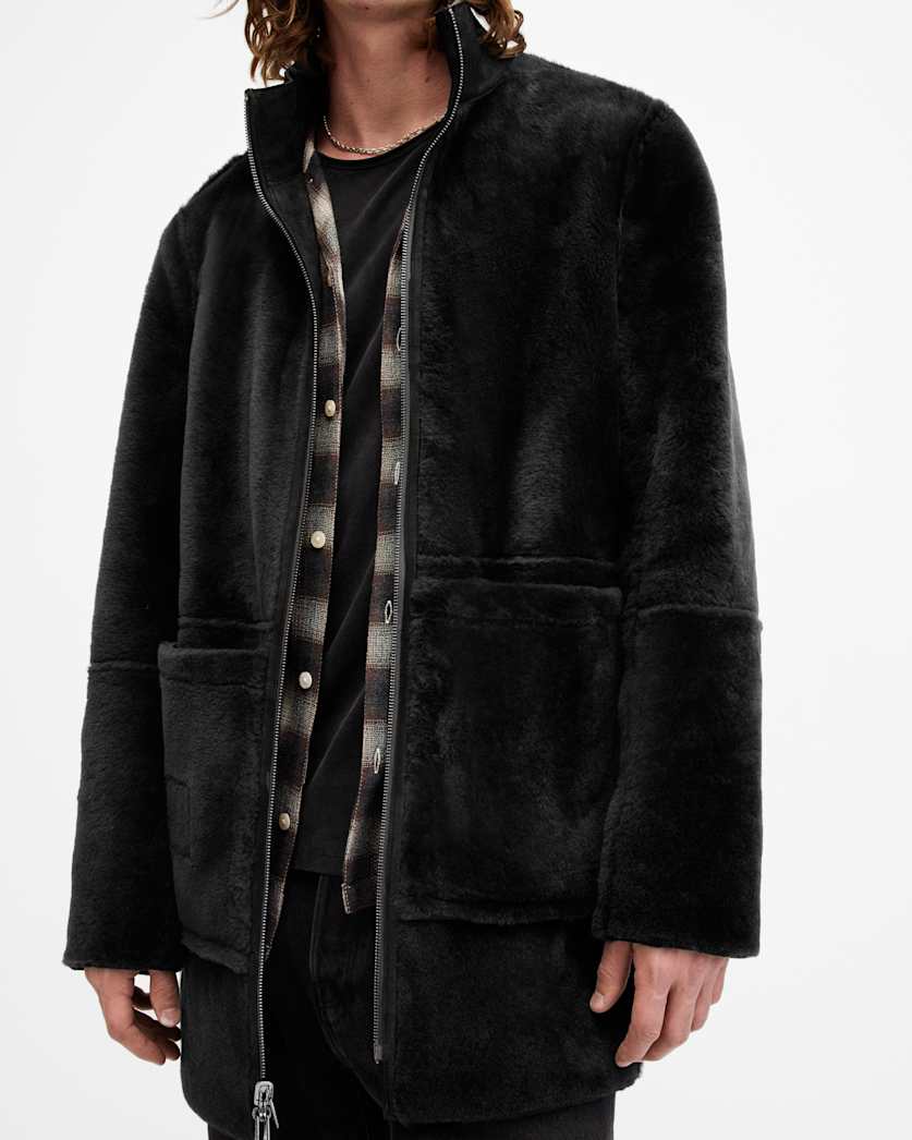 Stride Funnel Neck Shearling Coat