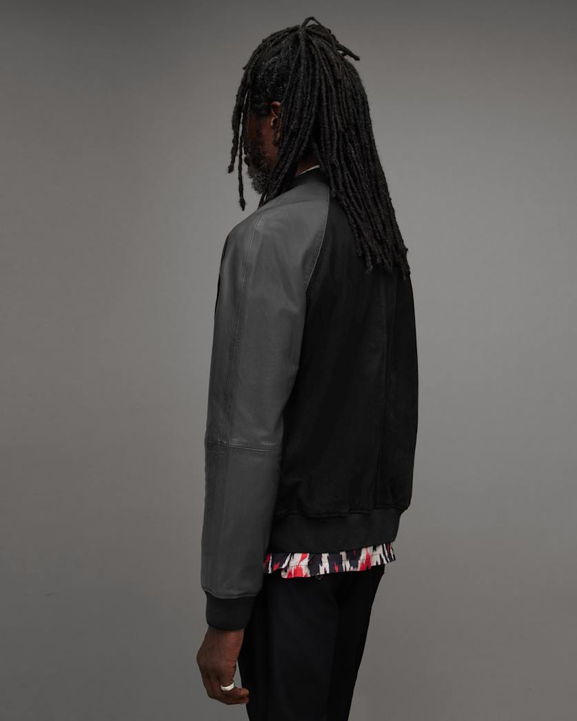 Maura Contrast Leather Bomber Jacket