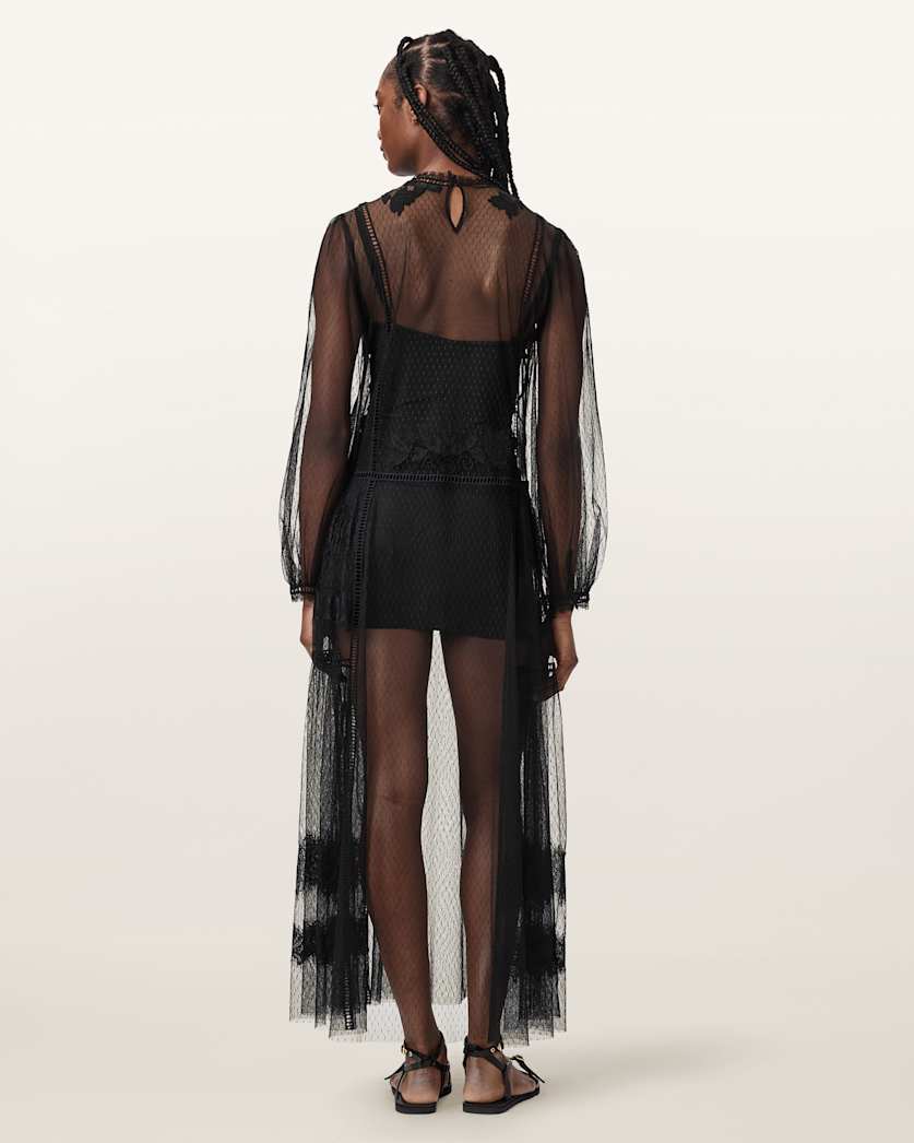 Cesca Mesh Midi Dress Black