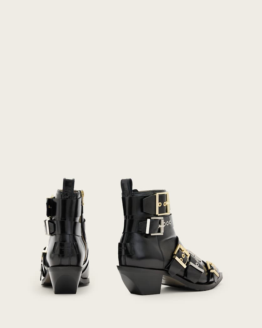Jane Buckle Pointed Leather Boots