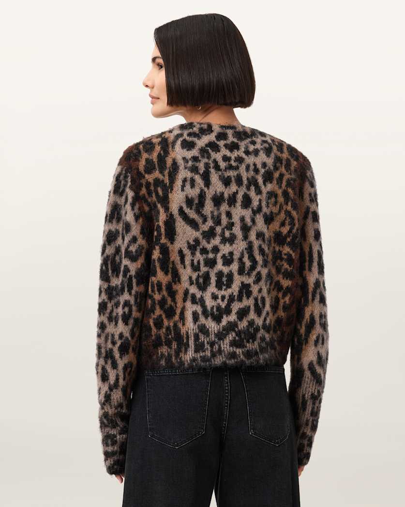 Wick Leopard Jacquard Cropped Cardigan