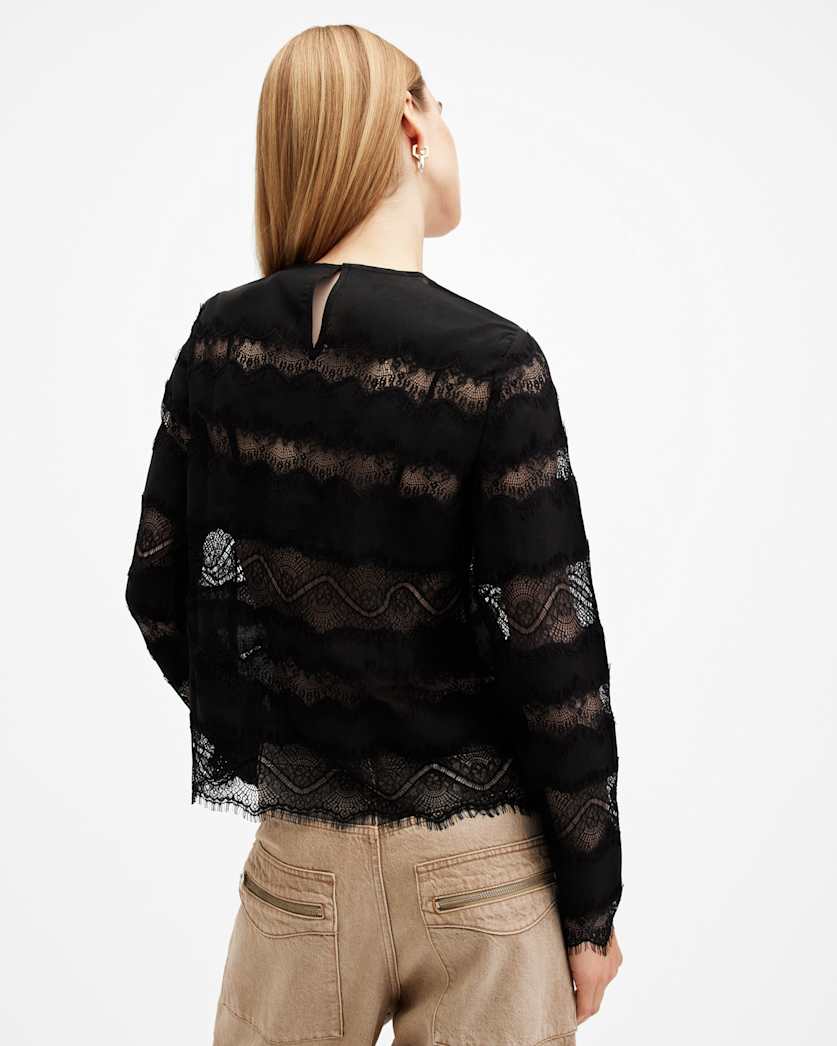 Tiff Lace Panelled Sheer Top