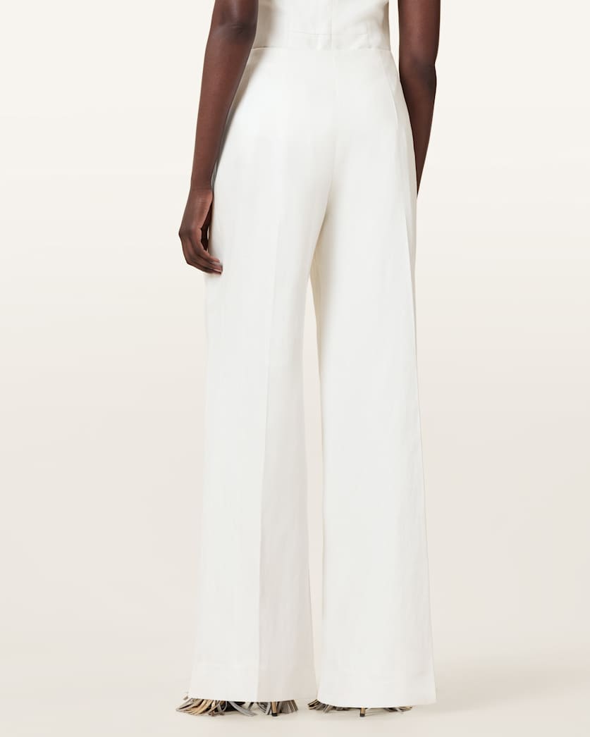 Bonnie Tailored Wide-Leg Linen Blend Trousers