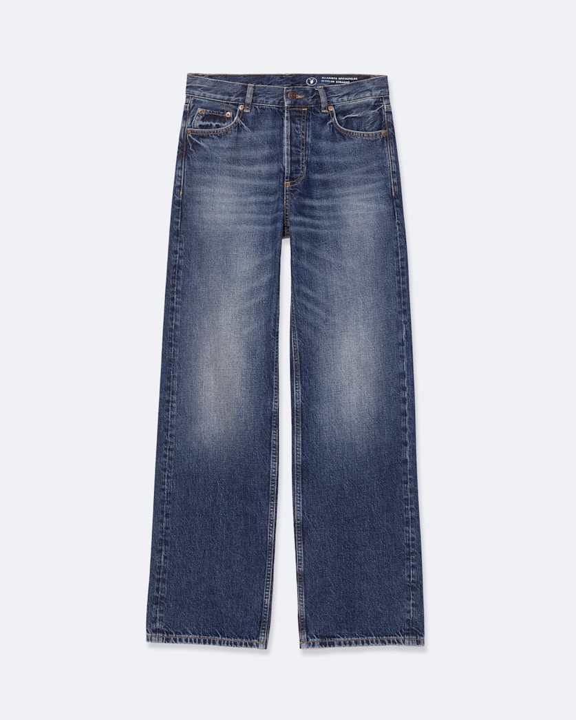 Straight leg mid-rise denim jeans
