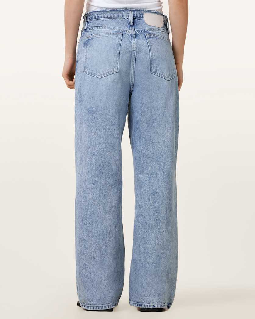 Blake Frayed Wide Leg Denim Jeans