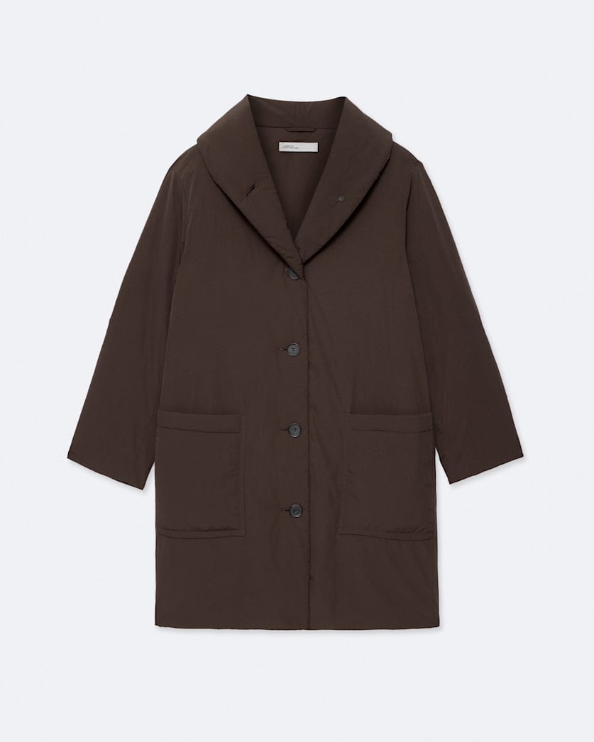 Darcie Nylon Shawl-Collar Cocoon Coat