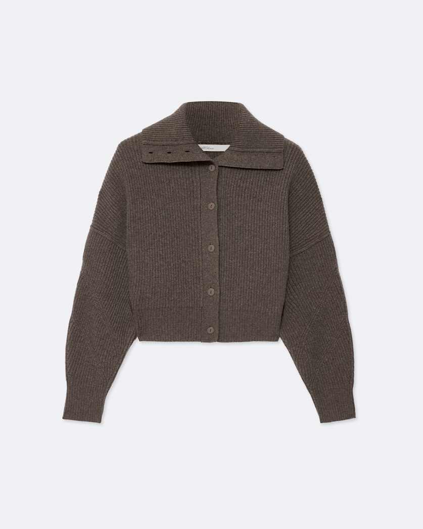 Caron Cropped Merino Wool Cardigan