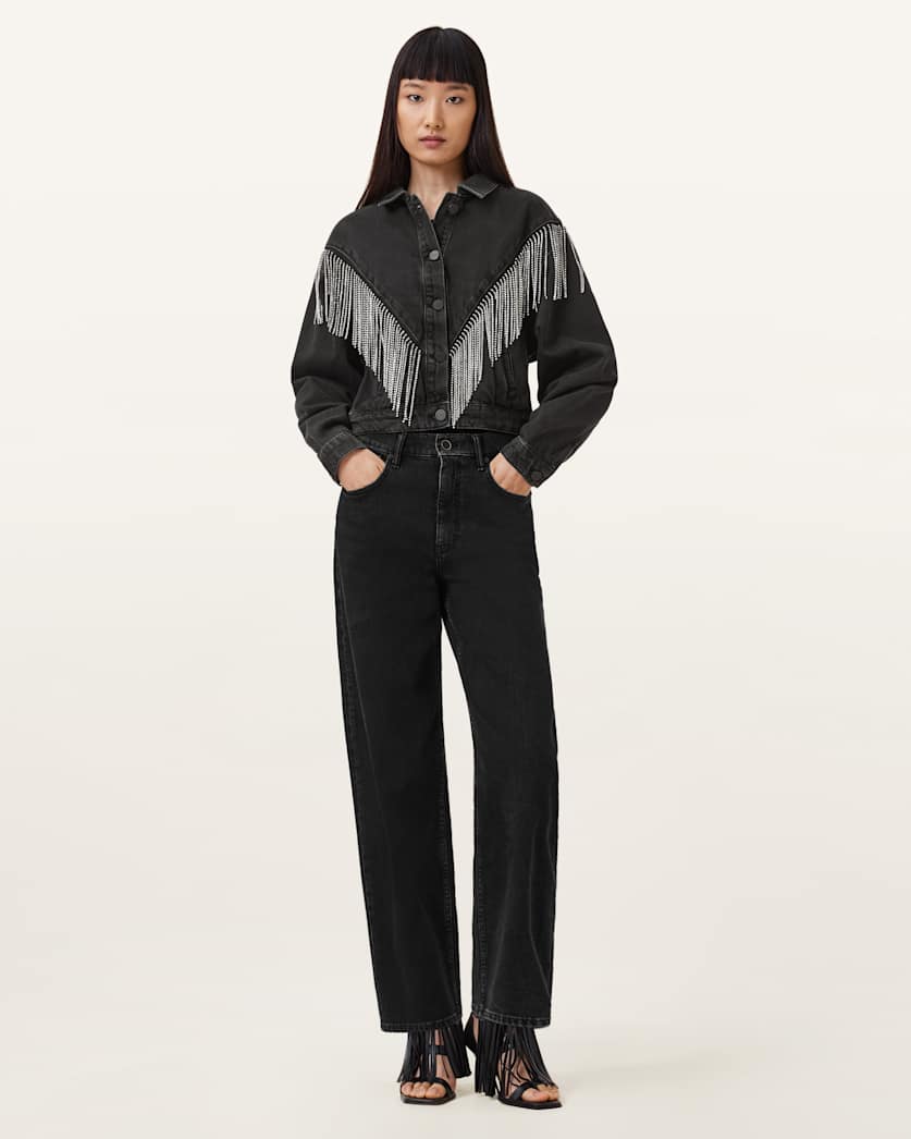 Marlene Embellished Fringe Denim Jacket