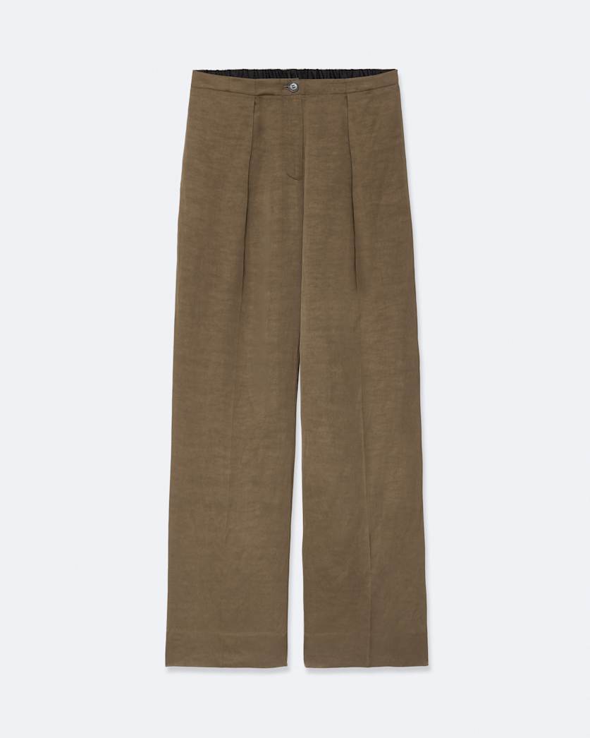 Relaxed pleated satin trousers