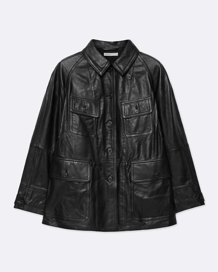 Leather hunting jacket