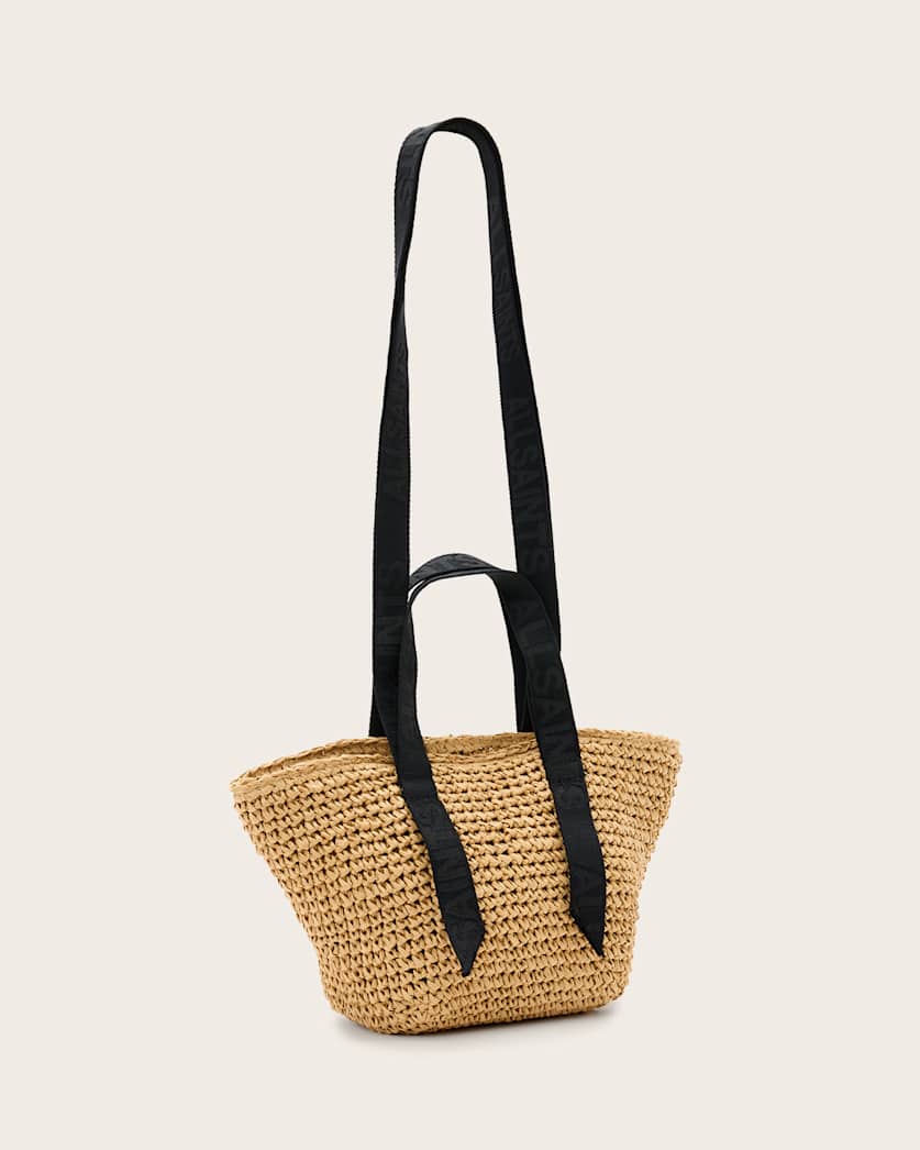 Westford Mill Mini Jute Gift Tote Bag - Natural & Black, Lunch Bag, Craft Tote, Eco-Friendly Present Bag