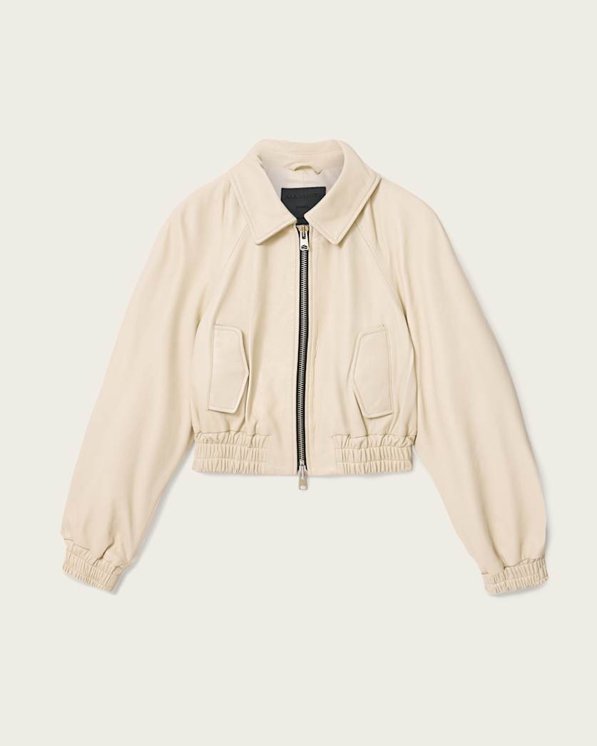 Anouk Cropped Leather Bomber Jacket