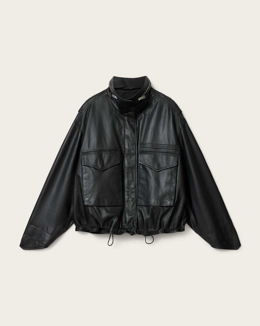 Clay Cropped Leather Jacket