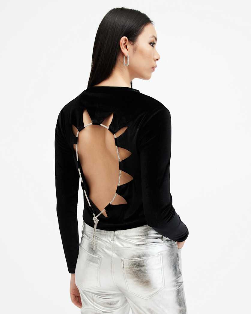 Regina Velvet Cut-Out Cropped Top
