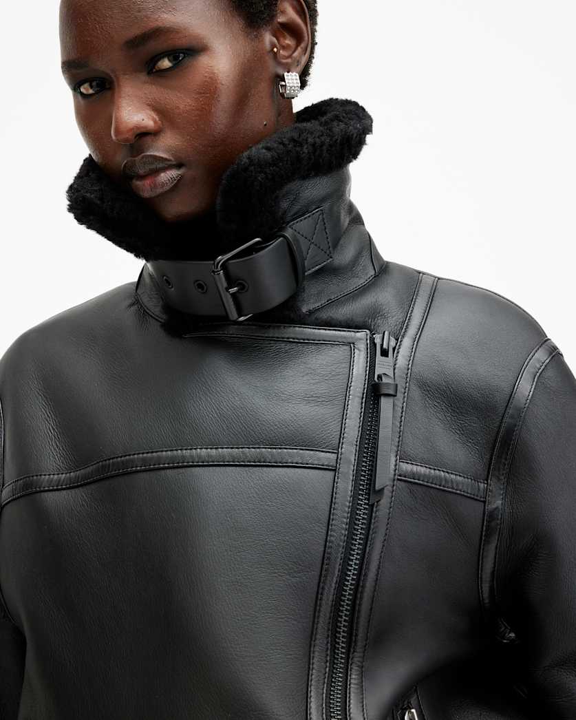 Sola Oversized Shearling Biker Jacket