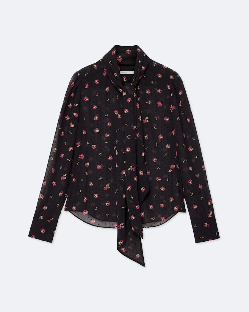 Bow-detail jacquard shirt
