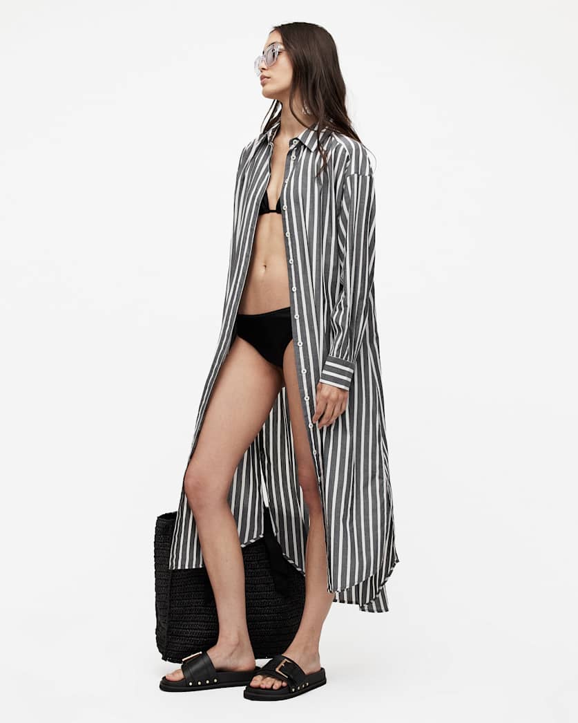 Ani Striped Maxi Shirt Dress