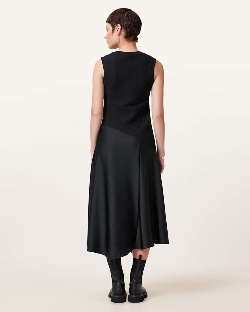 Pia Asymmetric Satin Dress