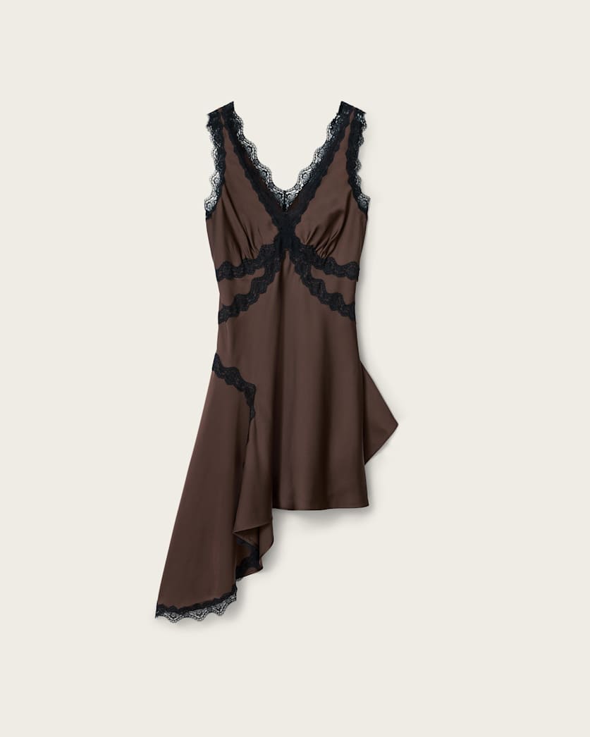 modal asymmetric lace-up a-line mini dress Modal ruched A-Line Mini Dress in Black - M main image 0