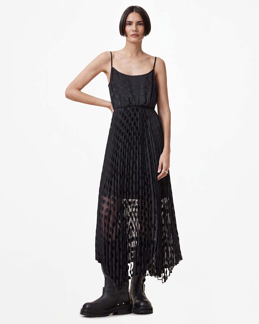 Leia Dott 2-In-1 Pleated Midi Dress